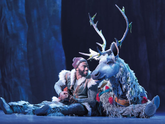 Jelani Alladin (Kristoff) and Andrew Pirozzi (Sven) in FROZEN on Broadway. Photo by Deen van Meer.