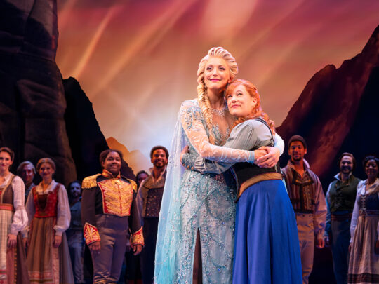 Caroline Bowman as Elsa and Lauren Nicole Chapman as Anna and Company in Frozen North American Tour. Photo by Matthew Murphy.